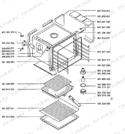 Взрыв-схема плиты (духовки) Aeg 3201B-M - Схема узла Oven body